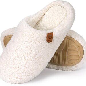 Women's Wool Fleece Fuzzy Indoor Slippers Soft Foam Support House Shoes